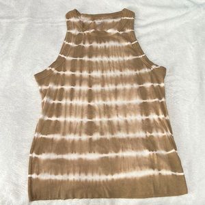 Aerie Light Brown and White High-Neck Tank Top